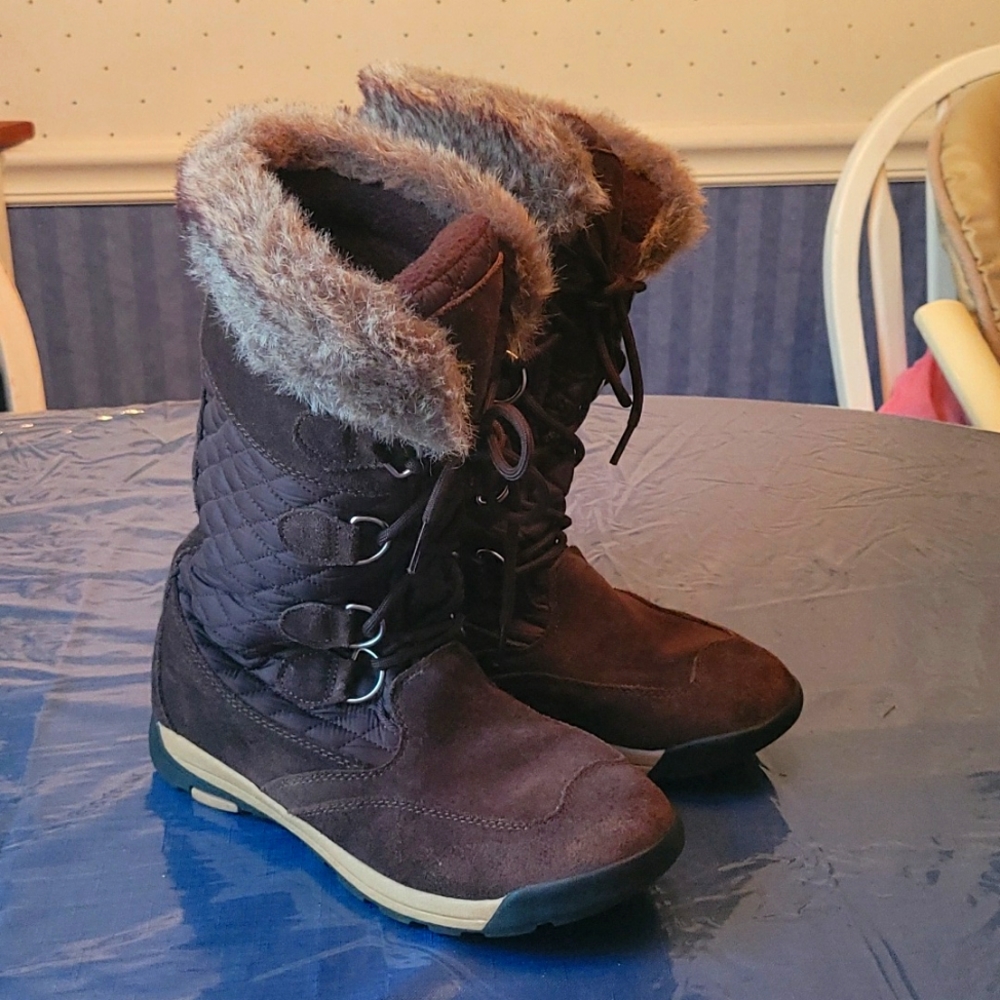Lands' End Quilted and suede Lace-up Boots